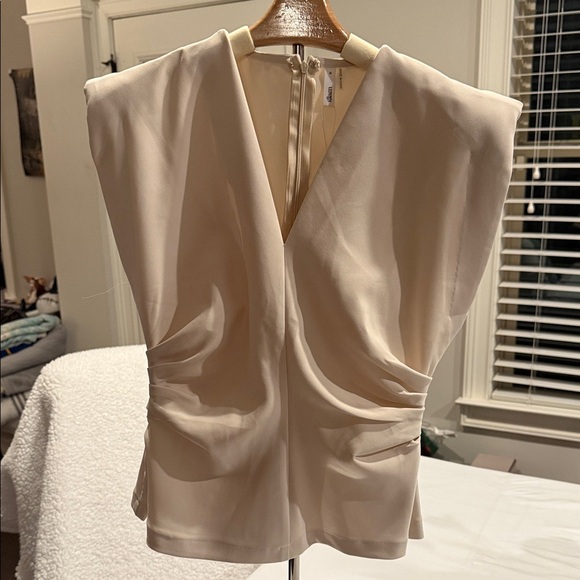 glam Tops - Glam Cream Blouse with Structured Shoulders